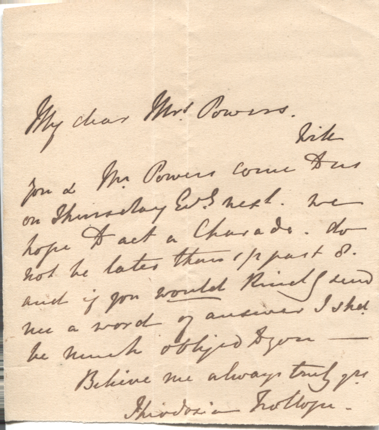 TROLLOPE — Autograph Letter Signed to Mrs Powers | Sophie Dupré Autographs