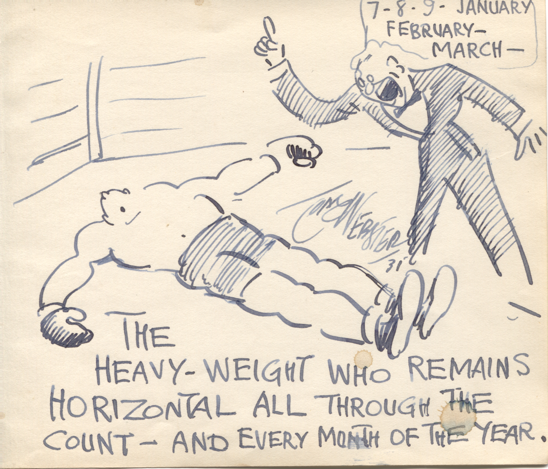 WEBSTER — Original cartoon signed, dated and captioned in capital letters | Sophie Dupré Autographs