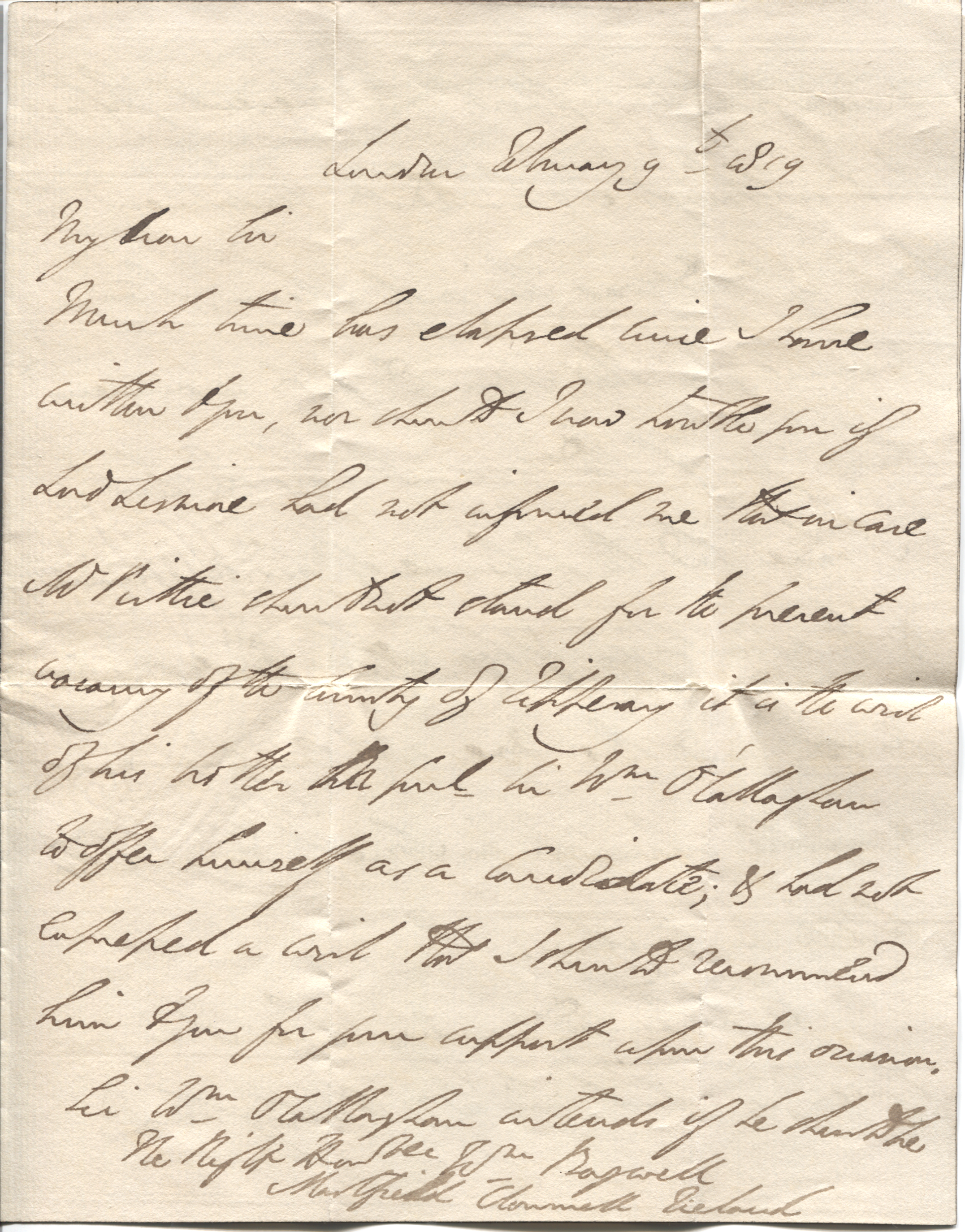 WELLINGTON — Important Autograph Letter to My dear Sir, 'The Right Honble Wm BAGWELL' | Sophie Dupré Autographs
