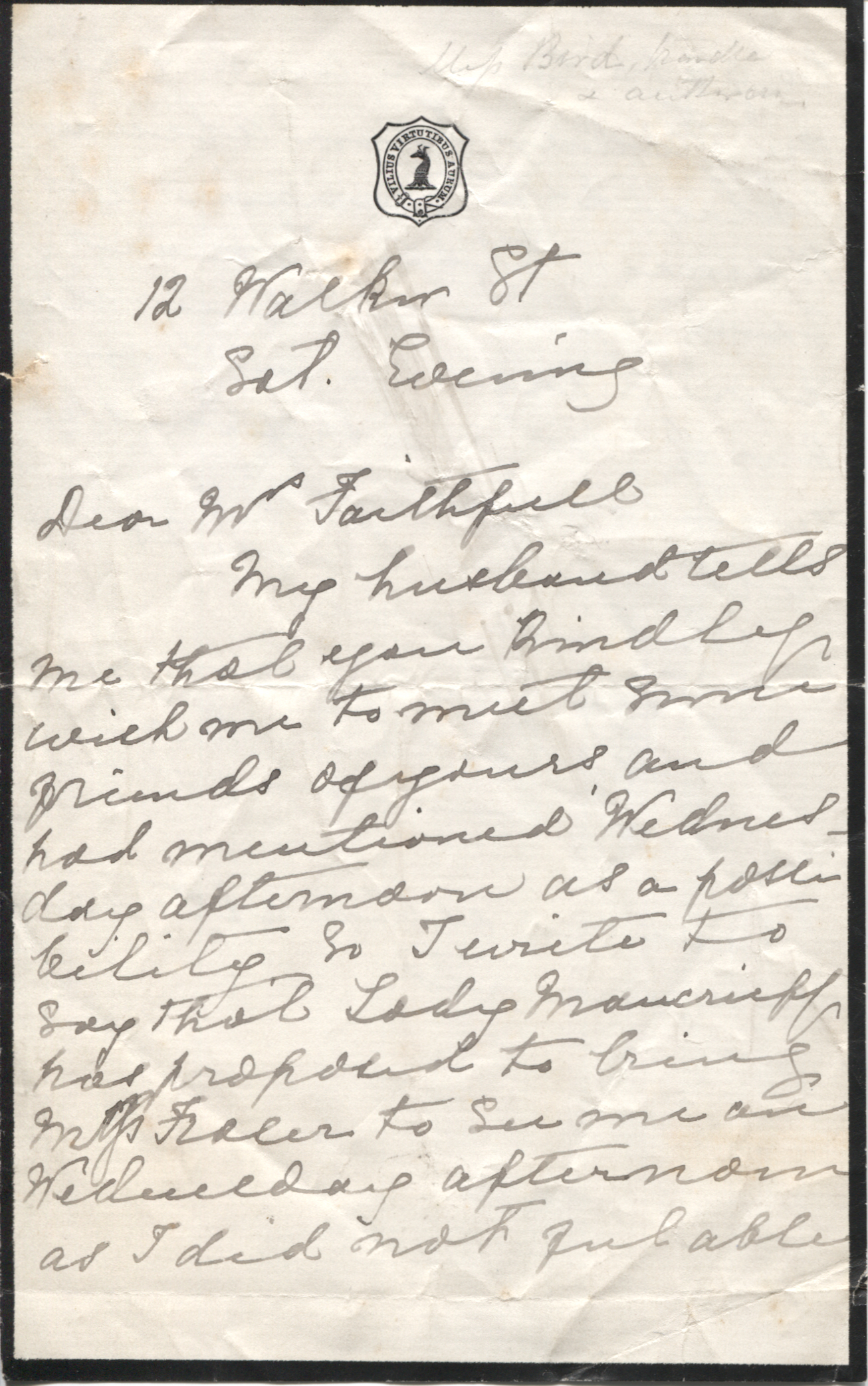 BISHOP — Autograph Letter signed &lsquo;Isabella L. Bishop&rsquo; to Mrs Faithfull | Sophie Dupré Autographs