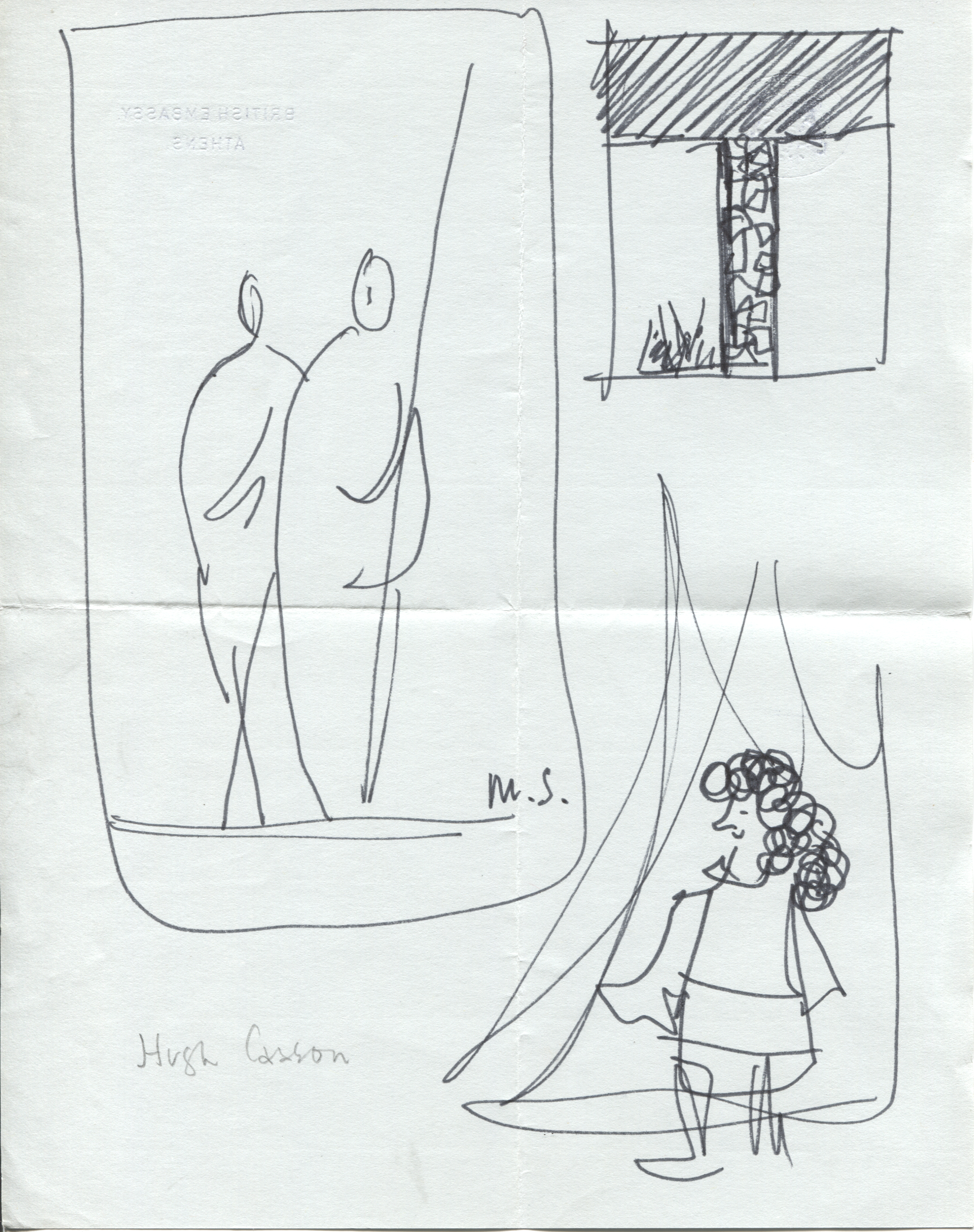 CASSON — Original pencil sketch signed in pencil, | Sophie Dupré Autographs