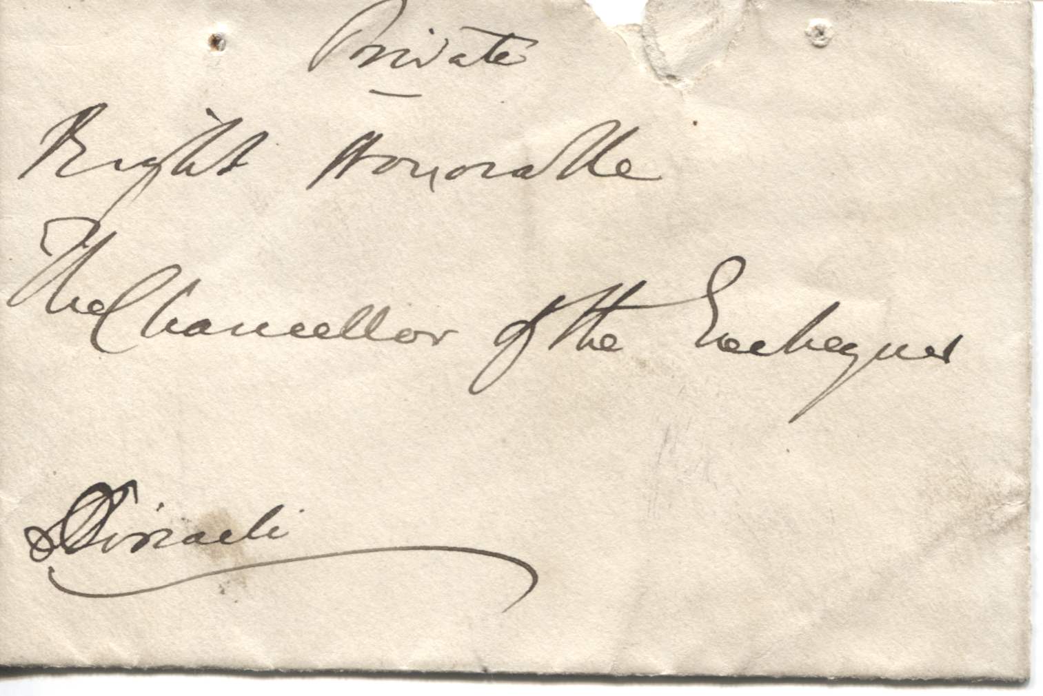 DISRAELI — Autograph envelope, signed &ldquo;Disraeli&rdquo;, marked &lsquo;Private&rsquo; | Sophie Dupré Autographs