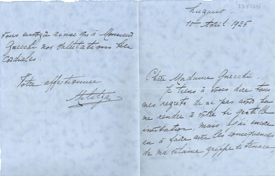 MILITZA (MILICA) — Autograph Letter Signed, in French with translation, to Madame Gnecchi, | Sophie Dupré Autographs