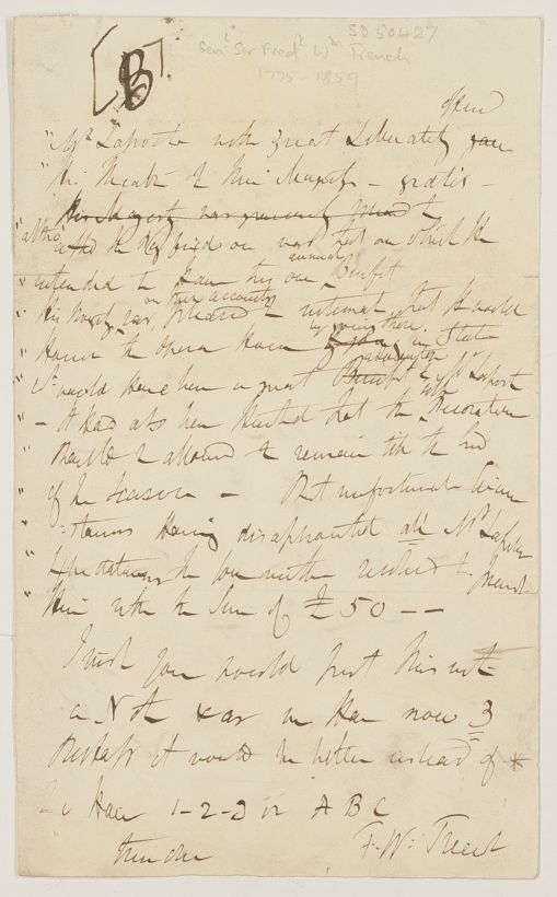 TRENCH — Autograph Note Signed to his printer, with transcription, | Sophie Dupré Autographs