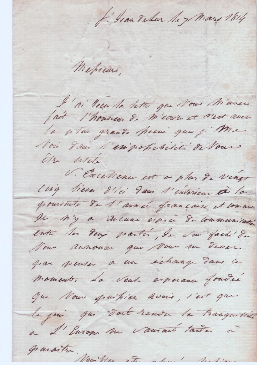 BURTON — Fine Autograph Letter Signed in French with translation, addressed to 'Sirs', c/o Monsieur Salis, | Sophie Dupré Autographs