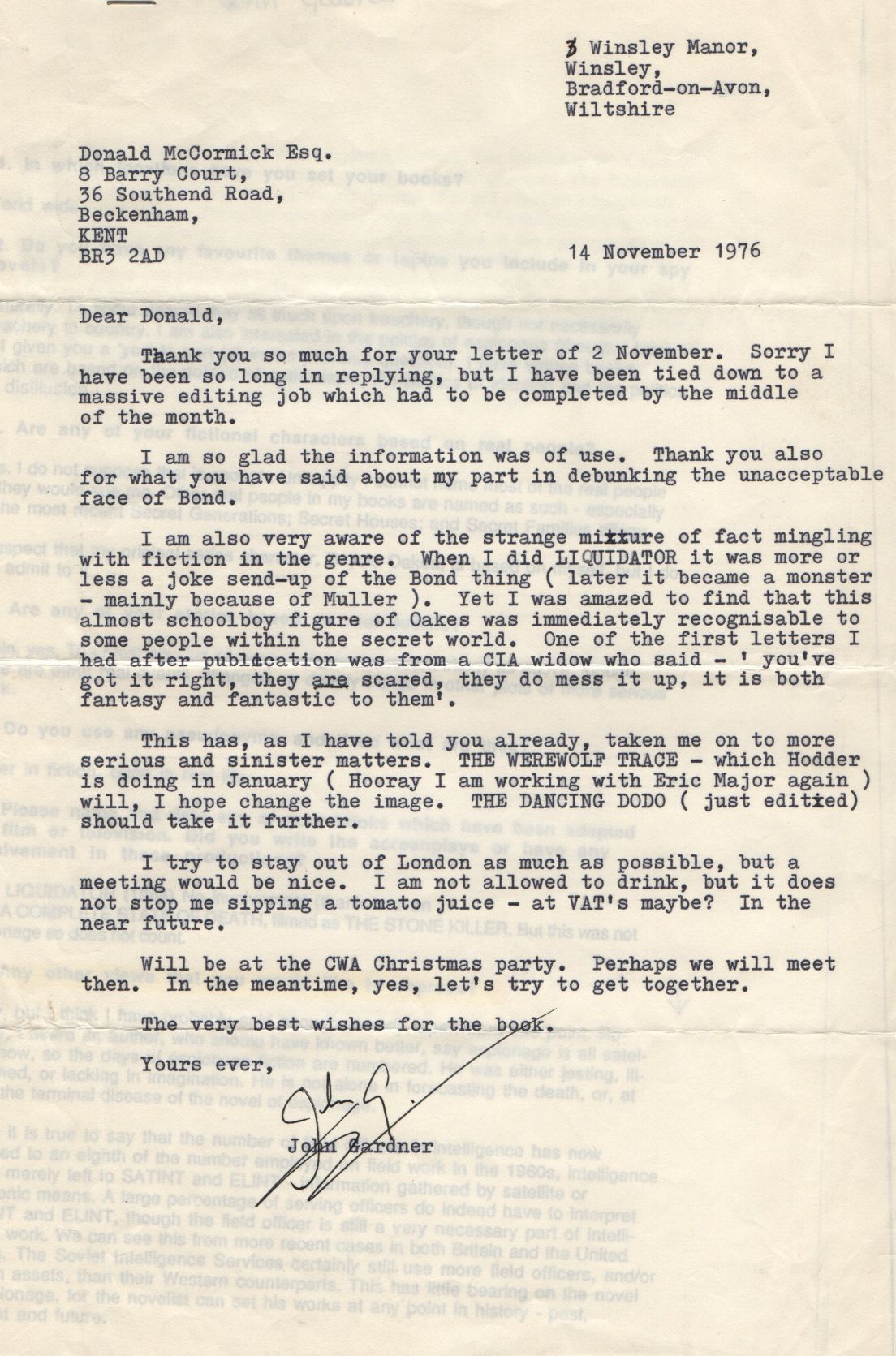 McCORMICK — Fascinating Archive of 31 letters or returned questionnaires, | Sophie Dupré Autographs
