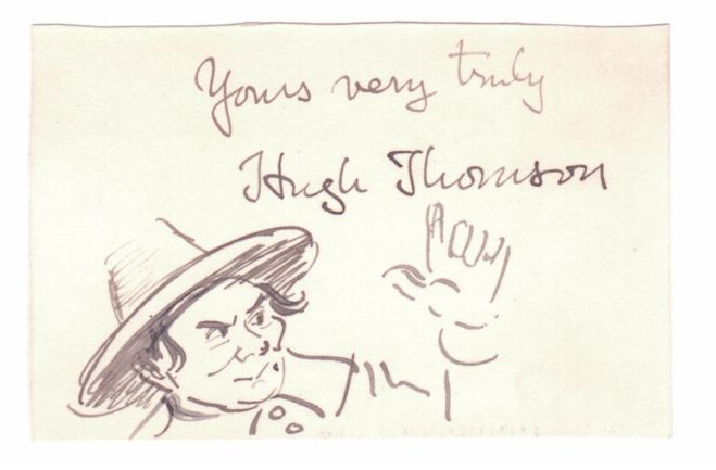 THOMSON — Signature on piece, with a sketch of himself | Sophie Dupré Autographs