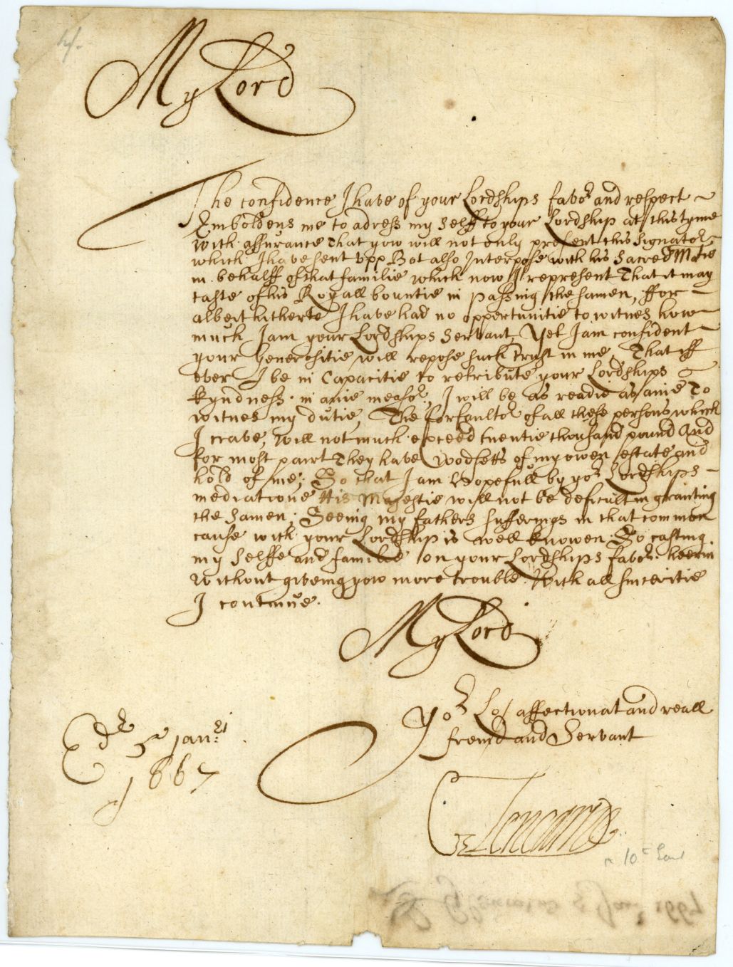 GLENCAIRN — Finely penned Letter Signed 'Glencarne' to 'My Lord', | Sophie Dupré Autographs
