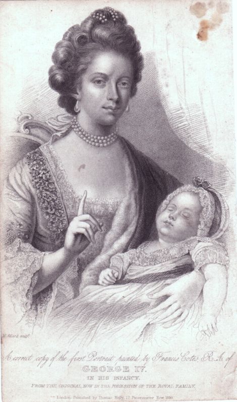 [GEORGE IV — Portrait of him in infancy, held asleep by his mother Queen Charlotte, | Sophie Dupré Autographs