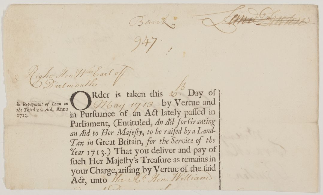DARTMOUTH — Fine large signature Dartmouthe CPS [C = Custos, Keeper] | Sophie Dupré Autographs