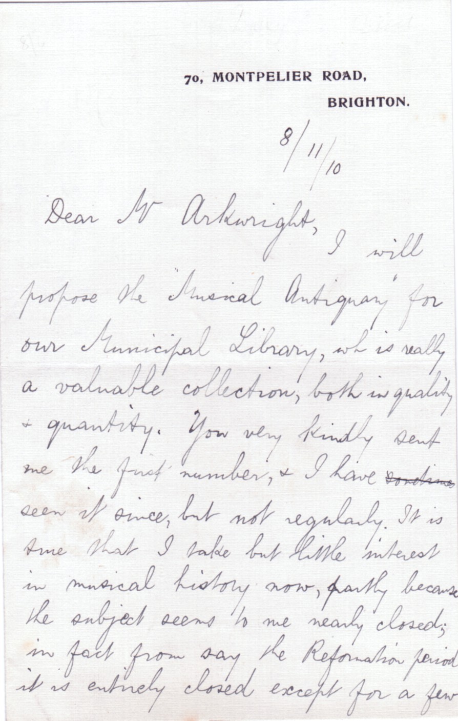 DAVEY — Autograph Letter Signed to Godfrey E.P. Arkwright, 1864-1944, | Sophie Dupré Autographs