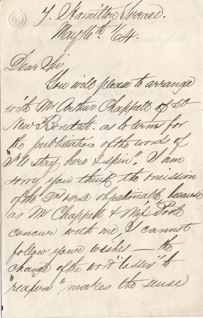 MACFARREN — 2 LS to C. Osborne, | Sophie Dupré Autographs