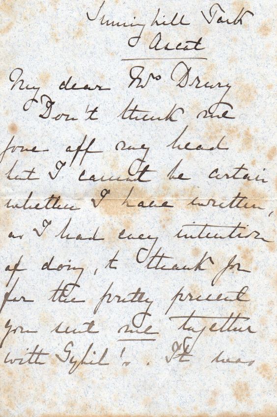 COKE — 2 affectionate Autograph Letter Signed to Gertrude Drury (b. 1860, née Wakelin) | Sophie Dupré Autographs