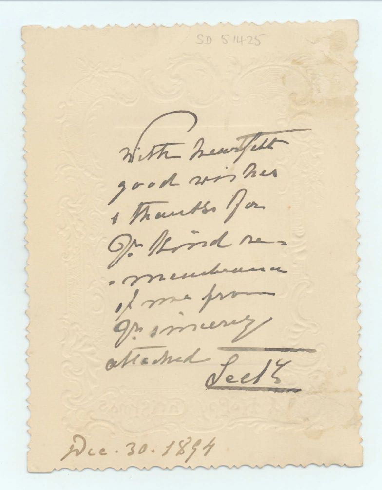 FRANCIS — Christmas card  with autograph note signed, to Sir Dominic Colnaghi, | Sophie Dupré Autographs