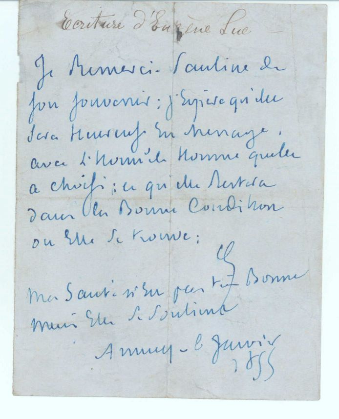 SUE — Autograph note signed with initials, in French with translation, | Sophie Dupré Autographs