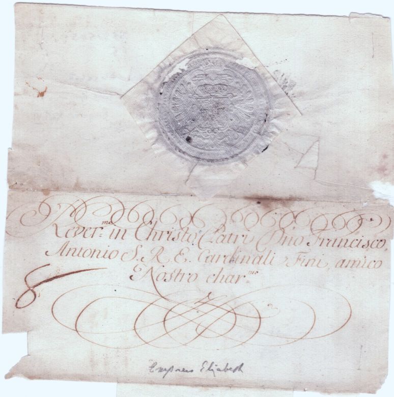 ELISABETH CHRISTINA — Letter cover sheet, unsigned, in Latin with translation, | Sophie Dupré Autographs