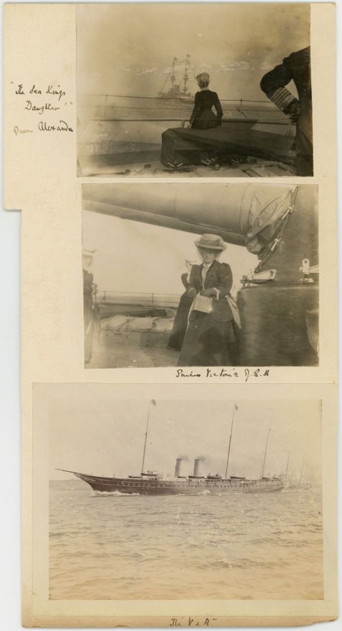 [ALEXANDRA — 2 original unsigned photographs and one of the Royal Yacht annotated beside the images, | Sophie Dupré Autographs