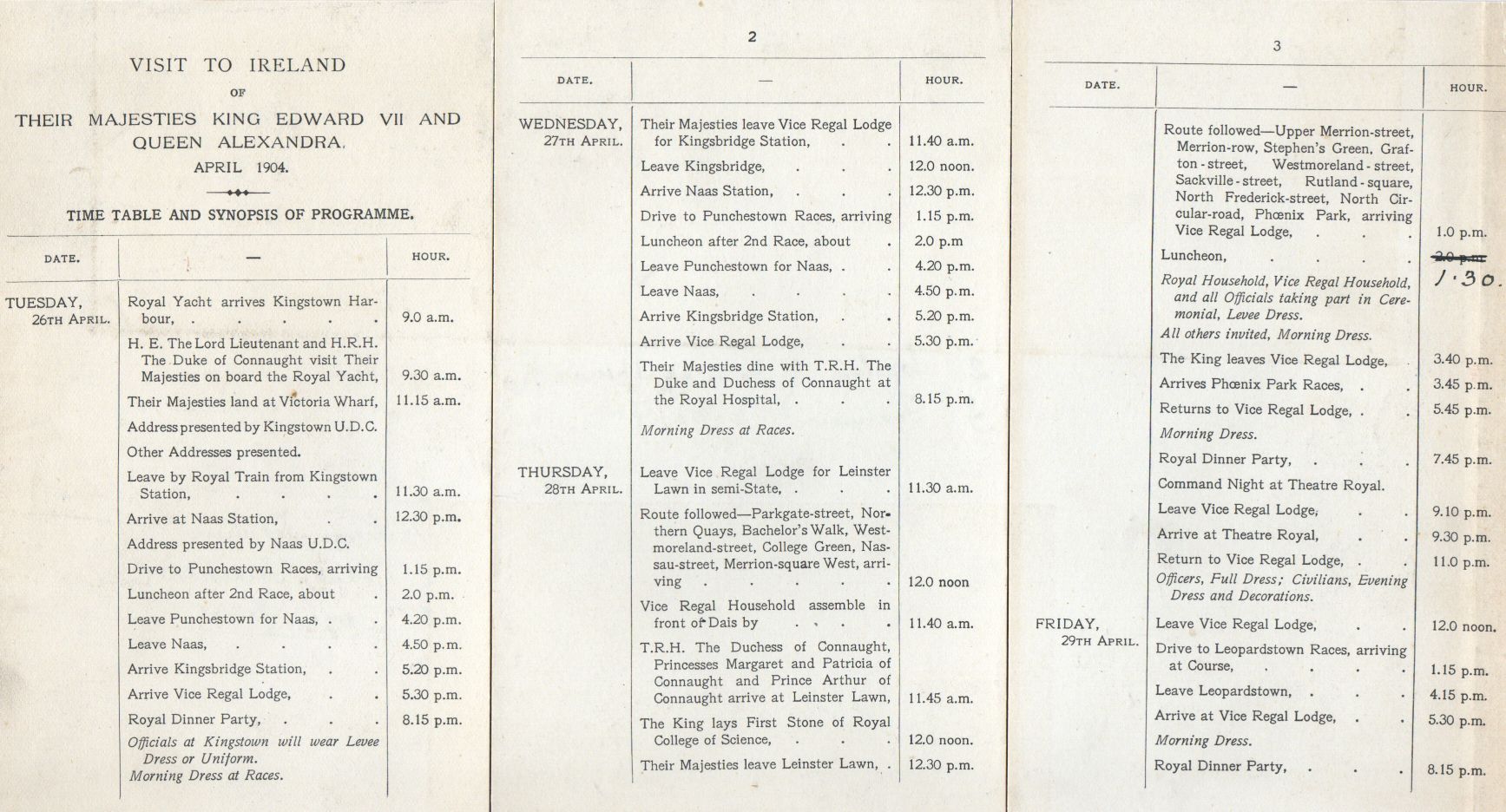 [EDWARD VII — 3 unsigned photos and the timetable of their visit to Ireland, | Sophie Dupré Autographs