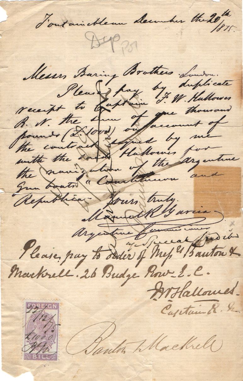 HALLOWES — Signature and autograph instructions on an order to pay him £1000 | Sophie Dupré Autographs