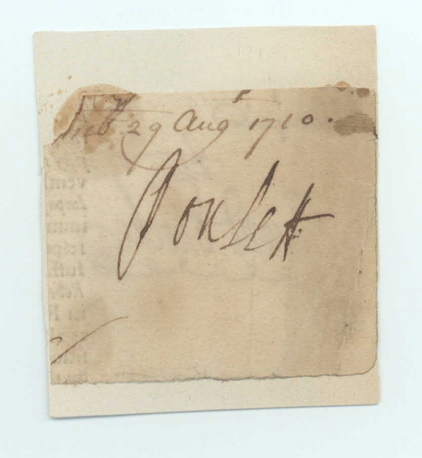 POULETT — Signature on fragment of a Treasury document, | Sophie Dupré Autographs