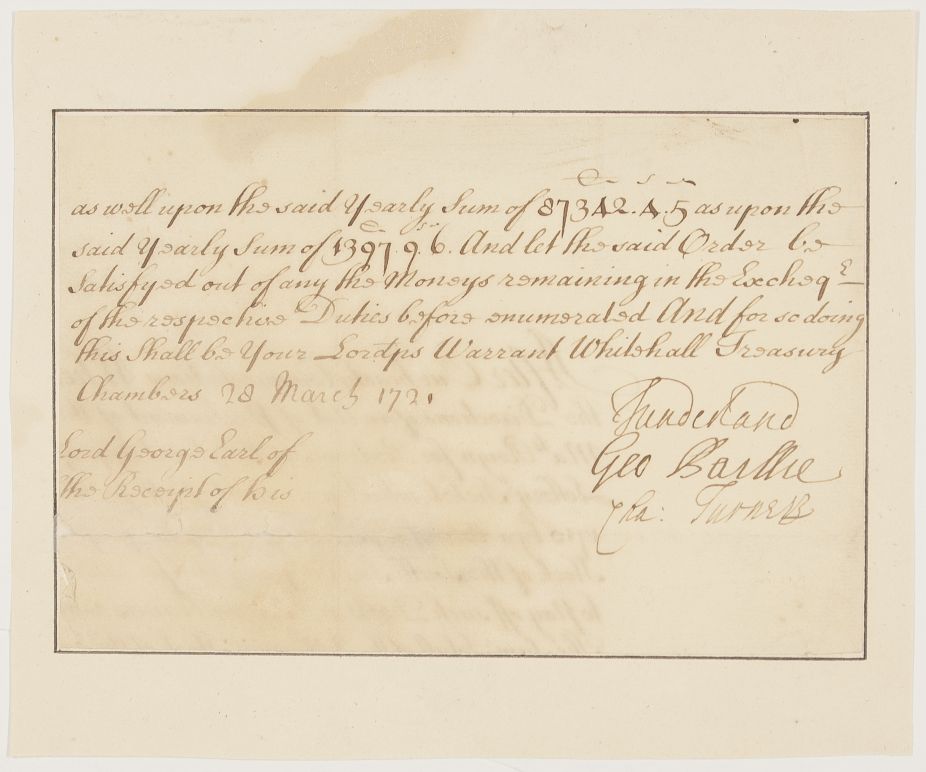SUNDERLAND — Signatures on portion of a document, as Lords of the Treasury, | Sophie Dupré Autographs