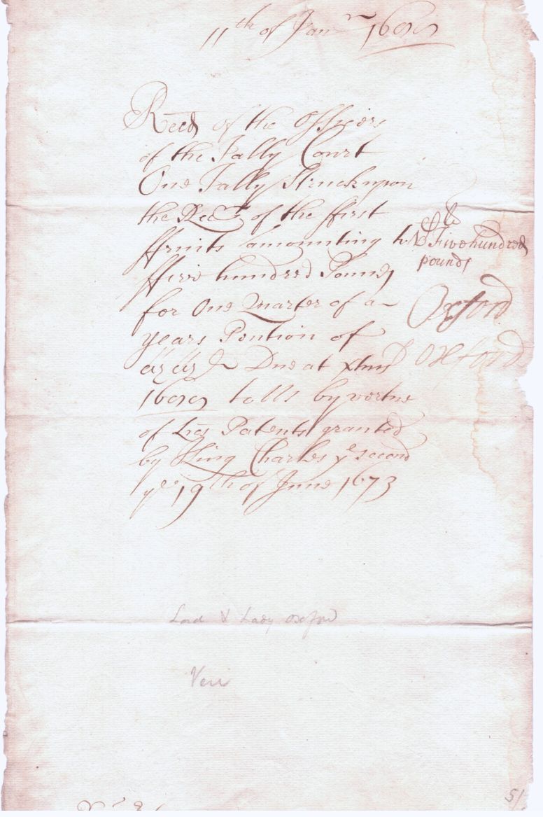 OXFORD — Clerk written receipt signed by both, with transcription, with transcription, | Sophie Dupré Autographs