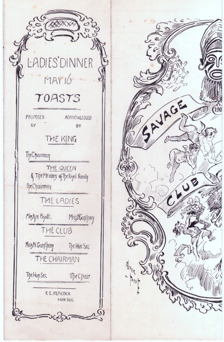 [SAVAGE CLUB — Delightful pictorial menu for Ladies' Night, | Sophie Dupré Autographs