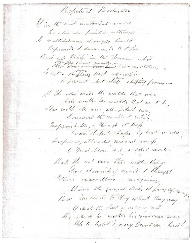 BOWRING — Autograph verses signed and titled 'Perpetual Production', | Sophie Dupré Autographs