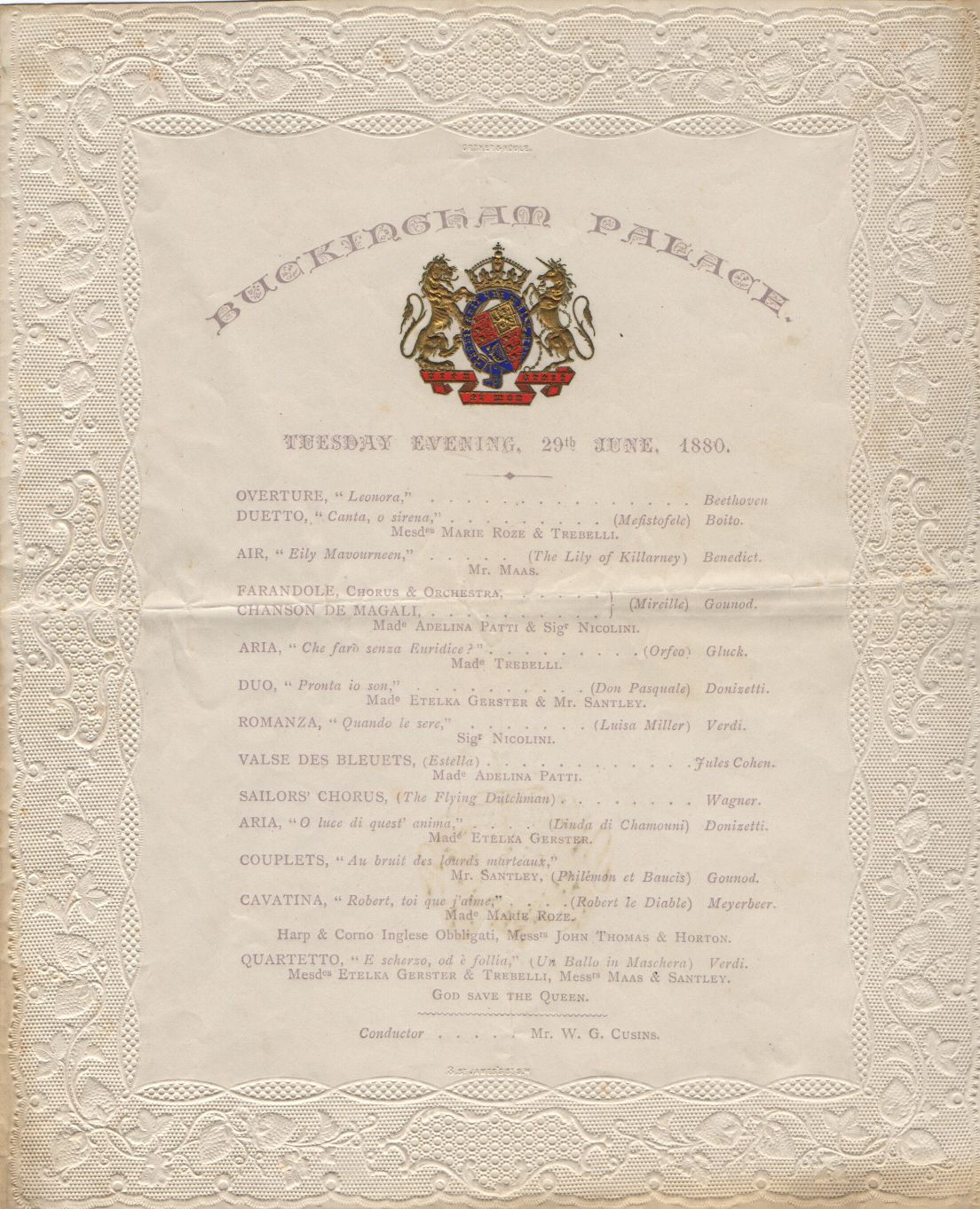 [VICTORIA — Programme of Music | Sophie Dupré Autographs