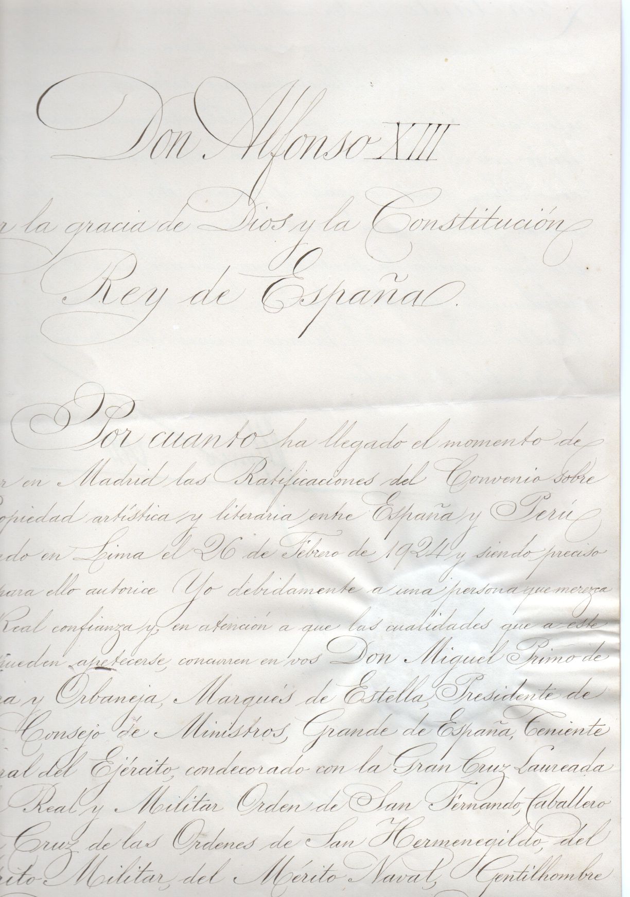 ALFONSO XIII — Finely penned document, in Spanish with translation, signed 'Alfonso RH', | Sophie Dupré Autographs