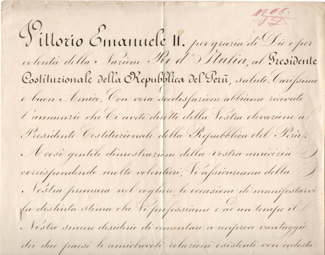 VITTORIO EMANUELE II — Finely penned document signed, to Col. José Balta, | Sophie Dupré Autographs