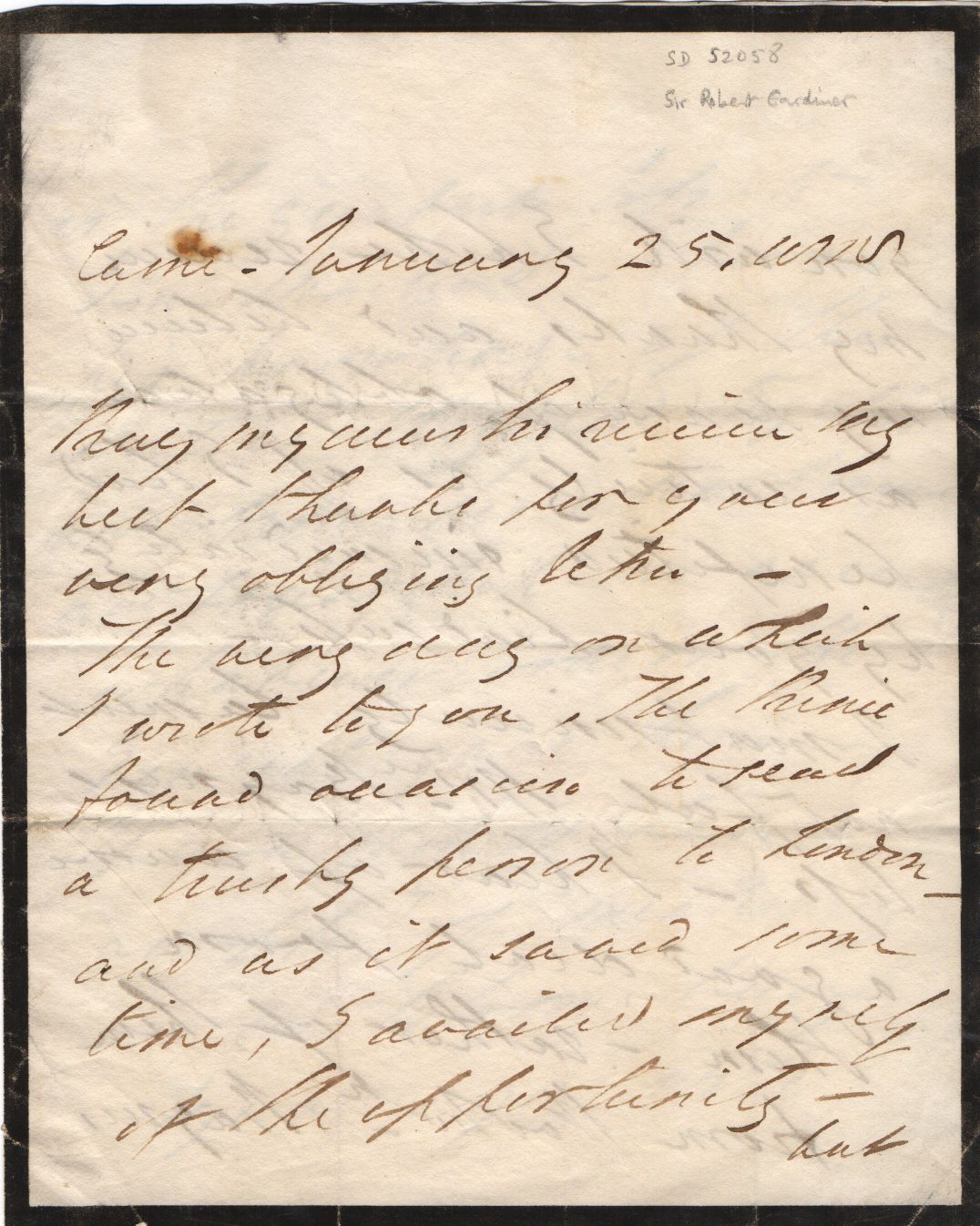 GARDINER — Autograph Letter Signed to 'My dear Sir', | Sophie Dupré Autographs