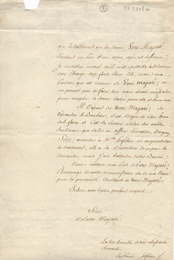 [LOUIS — Petition in French to the King by Euphémie Lefebvre, in a clerk's hand, | Sophie Dupré Autographs