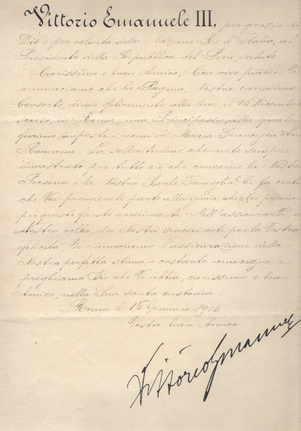 VITTORIO EMANUELE III — Finely penned document signed, in Italian with translation, | Sophie Dupré Autographs