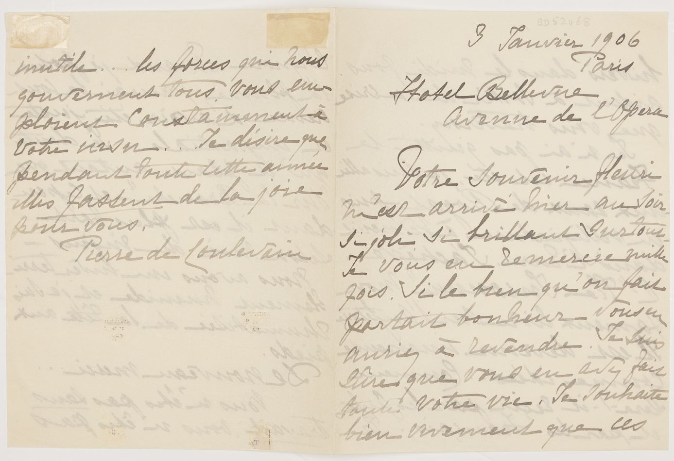 COULEVAIN — Autograph Letter Signed, in French with translation, to an unnamed correspondent, | Sophie Dupré Autographs