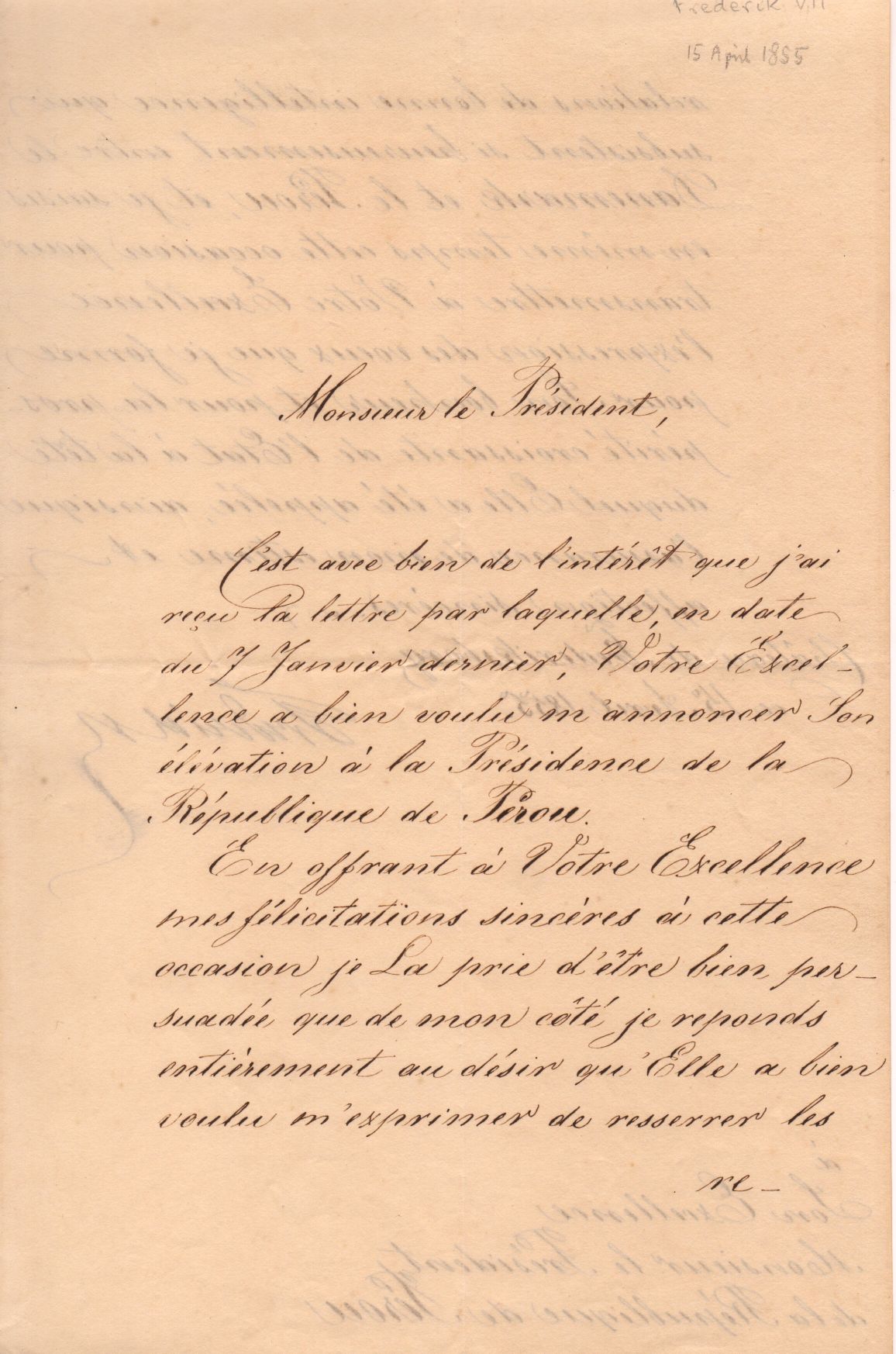 FREDERIK VII — Finely penned Document signed, in French with translation, to the President of Peru | Sophie Dupré Autographs
