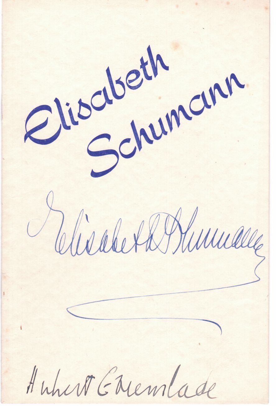 SCHUMANN — Programme signed on the front cover | Sophie Dupré Autographs