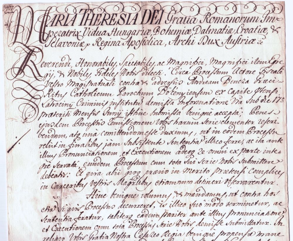 MARIA THERESIA — Finely penned Document signed 'Maria Theresia', in Latin with translation, | Sophie Dupré Autographs