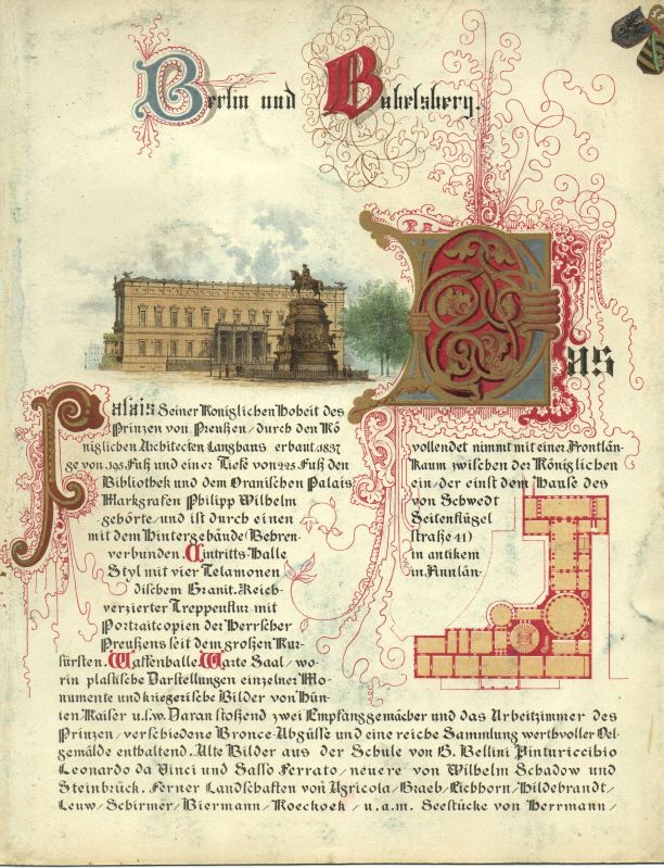 BERLIN AND BABELSBERG — Fine pictorial descriptions in German of the palaces of Crown Prince Friedrich | Sophie Dupré Autographs