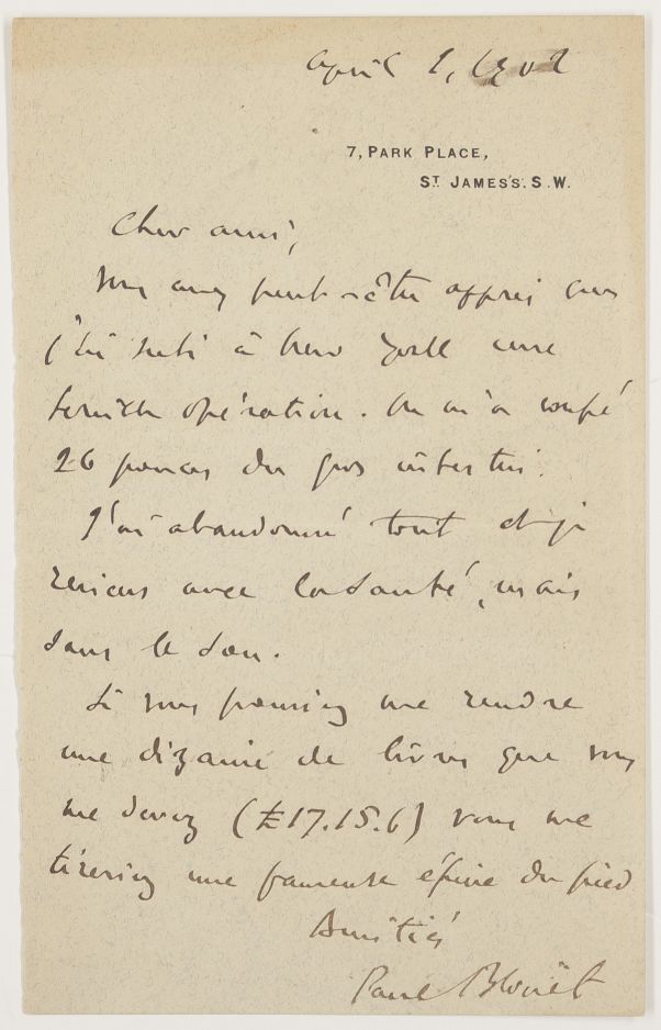 BLOUËT — Group of 4 autograph letters signed, in French with translation, | Sophie Dupré Autographs