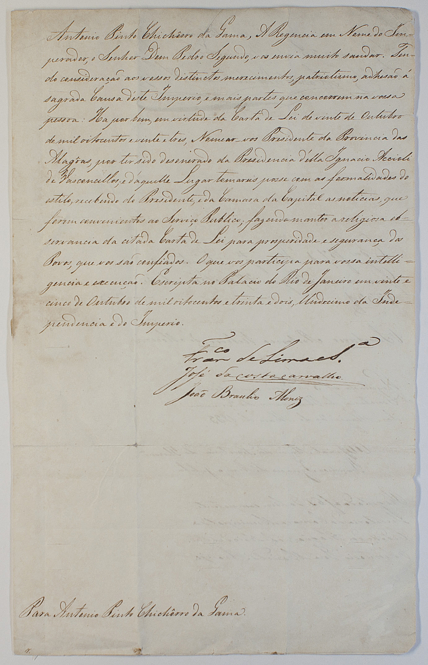 LIMA E SILVA — Document signed, in Portuguese with translation, | Sophie Dupré Autographs