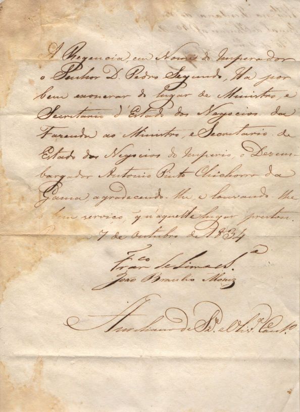LIMA E SILVA — Document signed, in Portuguese with translation, | Sophie Dupré Autographs
