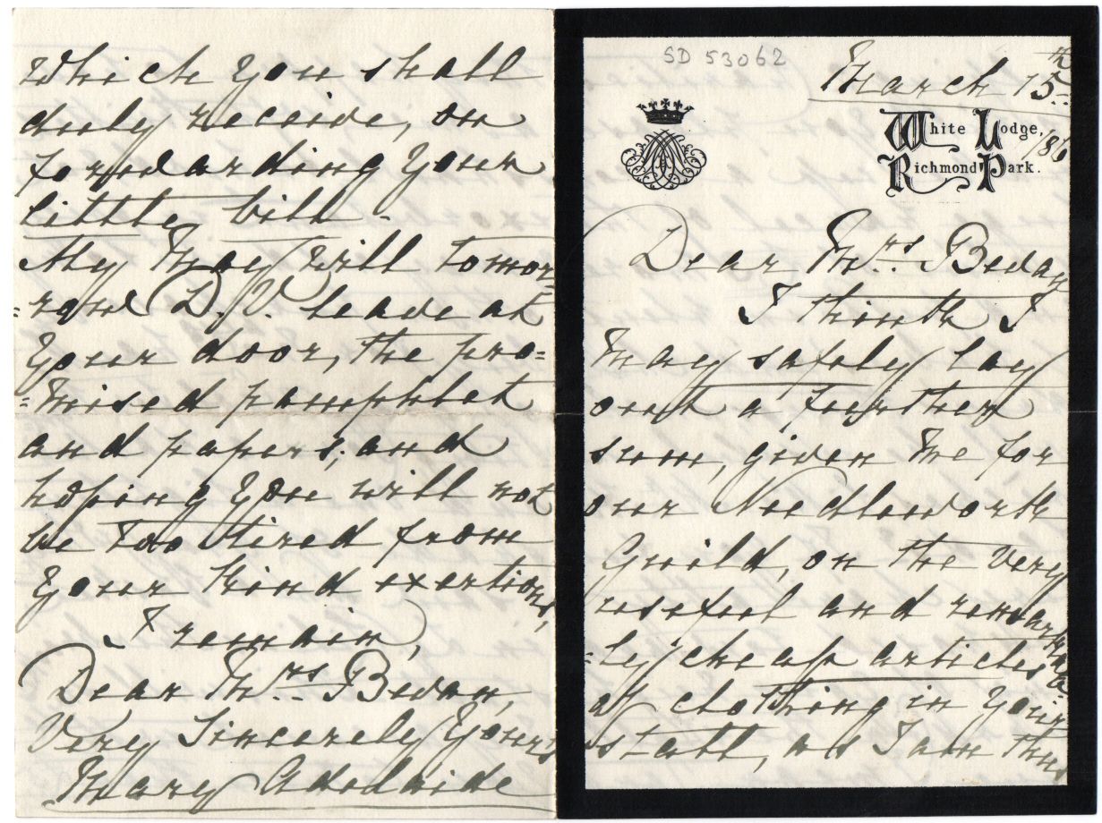 MARY ADELAIDE — Autograph letter signed to Mrs Bevan | Sophie Dupré Autographs