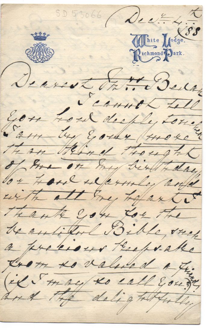 MARY ADELAIDE — Autograph letter signed to 'Dearest Mrs Bevan', | Sophie Dupré Autographs