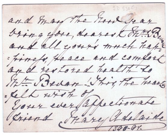 MARY ADELAIDE — Hand-painted and lettered Christmas card signed to 'dearest Mrs Bevan', | Sophie Dupré Autographs