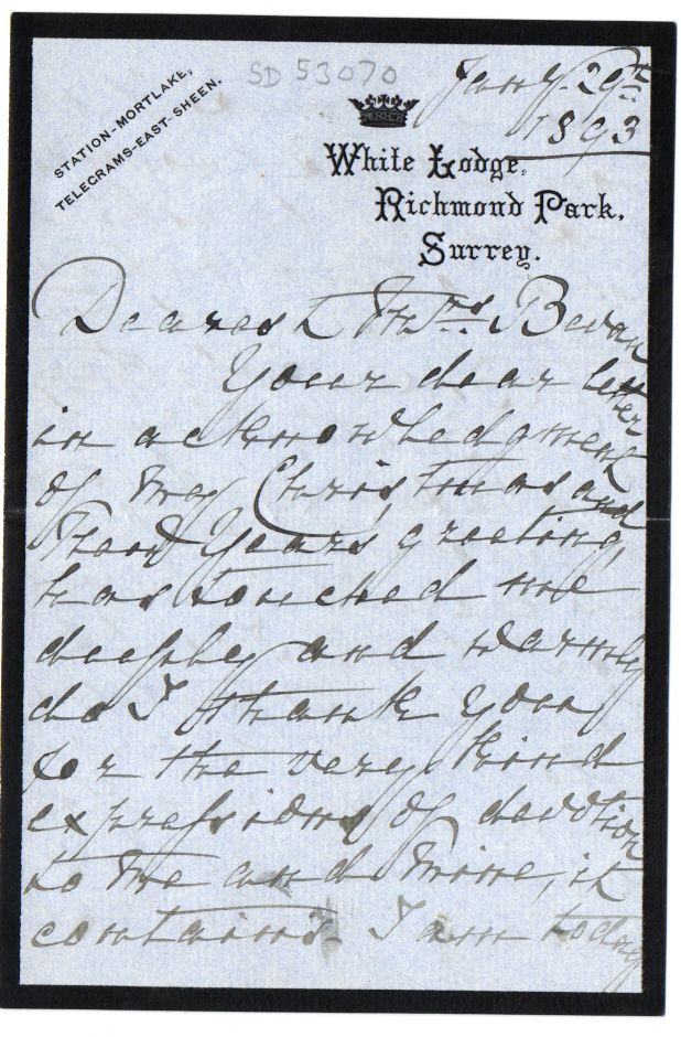 MARY ADELAIDE — Autograph letter signed to 'Dearest Mrs Bevan', | Sophie Dupré Autographs
