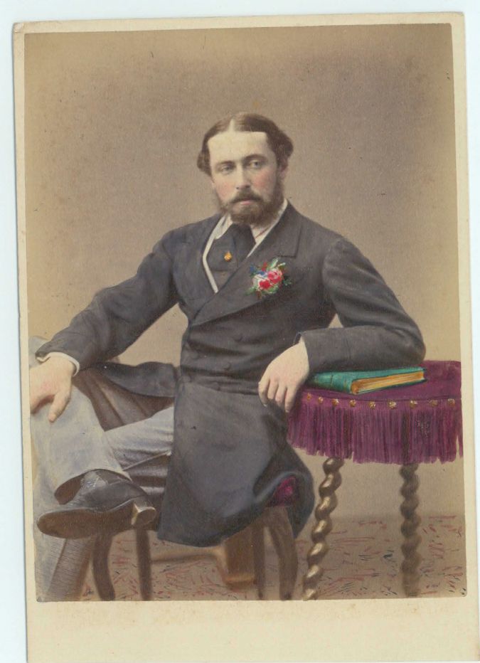 [ALFRED — Fine hand tinted cabinet portrait photograph, by W& D Downey, unsigned, | Sophie Dupré Autographs