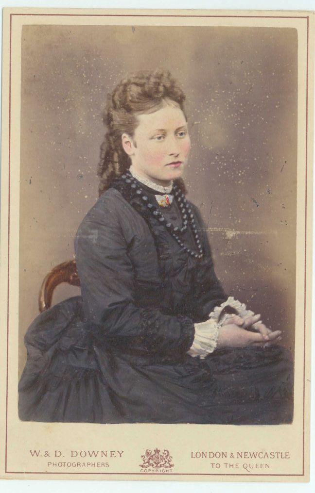 [LOUISE CAROLINE — Fine hand tinted cabinet portrait photograph by W & Downey, unsigned, | Sophie Dupré Autographs