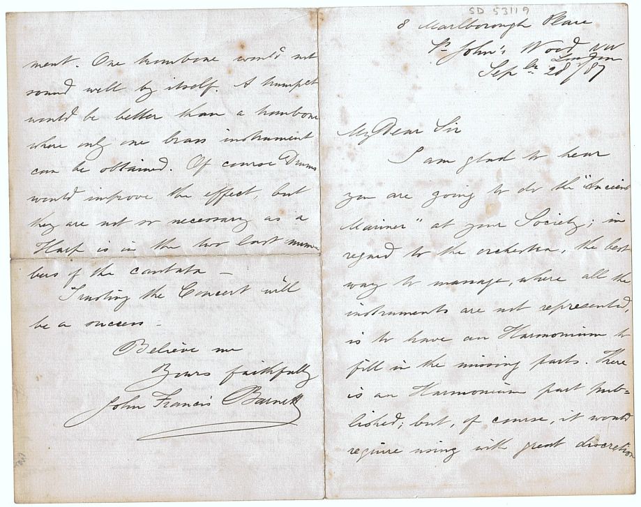 BARNETT — Autograph letter signed to 'Dear Sir', | Sophie Dupré Autographs