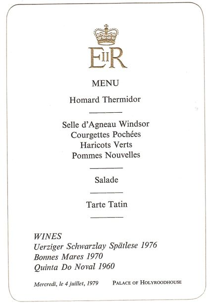[ELIZABETH II — Printed Menu, in French, of four courses, | Sophie Dupré Autographs